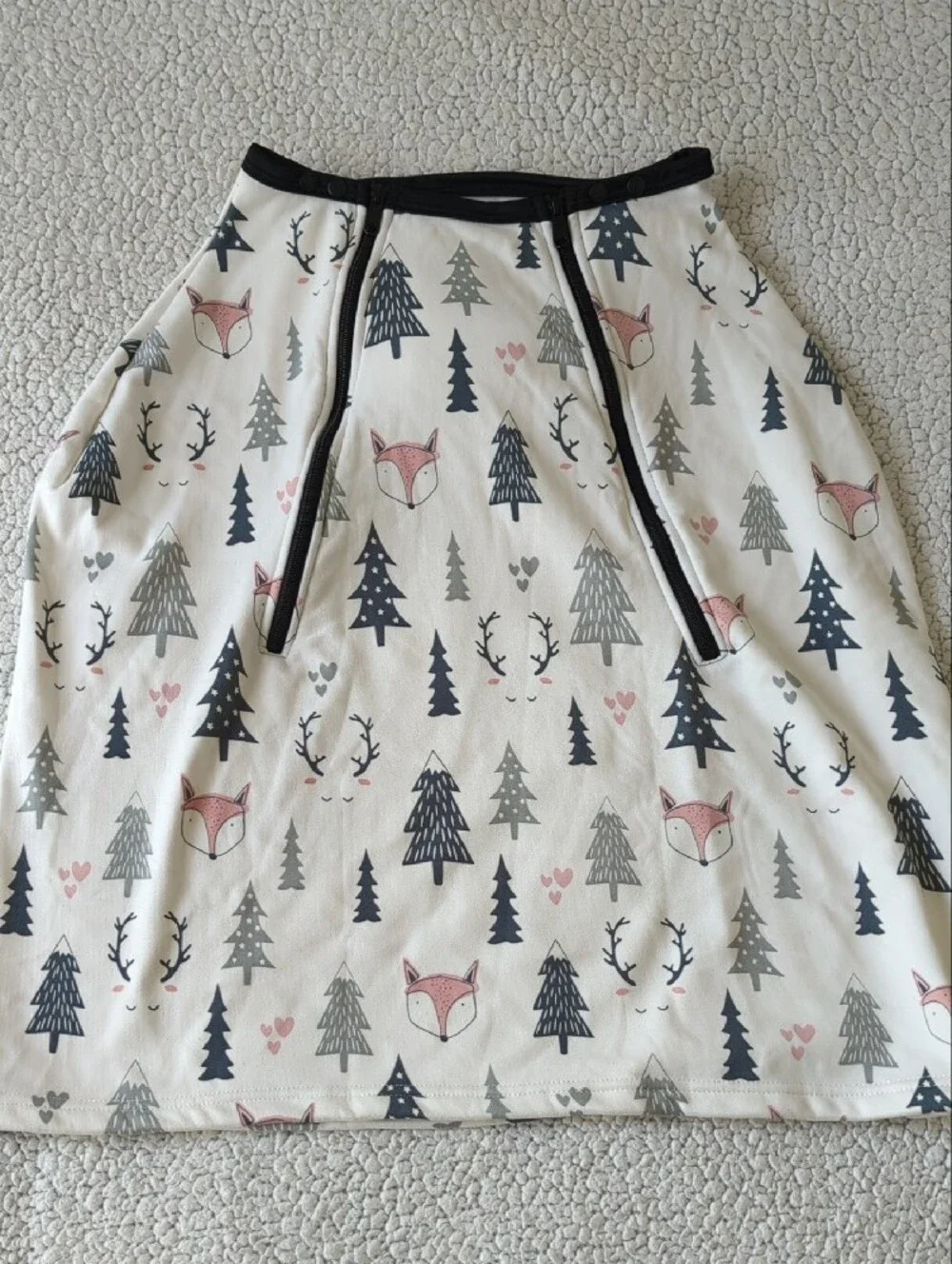 White & Pink Fox Print Baby Car Seat Cover